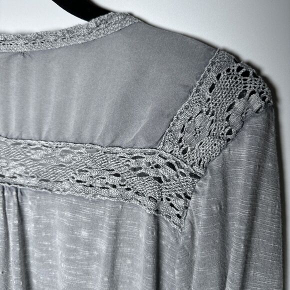 Solitaire Top Womens Small Gray Crochet Embroidered Cottagecore Boho Casual Chic - Picture 13 of 16